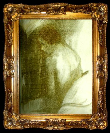 framed  kathe kollwitz kvinnlig ryggakt, ta009-2